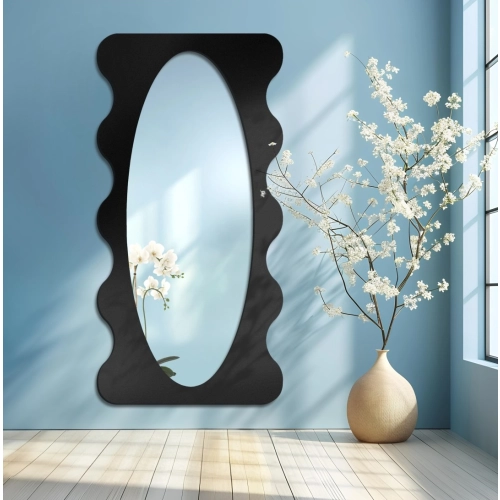 Lustro nieregularne w ramie mdf - NEBULA – Blobs Mirrors Czarna Rama